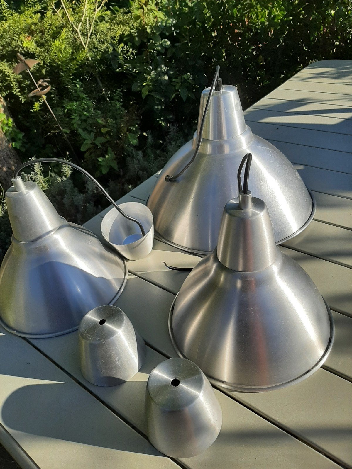 3x Alluminium plafond lampen, Gezellig, Gebruikt, Natuurlijk materiaal, E27 (groot)