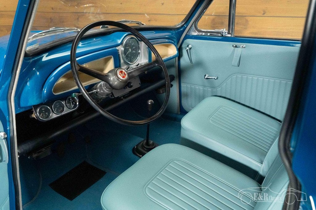 Morris Minor Traveller 1000 Stationwagon | 1971, Overige merken, Achterwielaandrijving, Blauw, Kunstmatig leder
