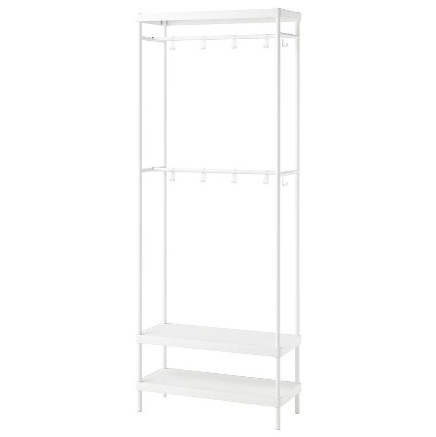 Witte kapstok met schoenenrek, Huis en Inrichting, Woonaccessoires | Kapstokken, Gebruikt, 200 cm of meer, Metaal, Ophalen