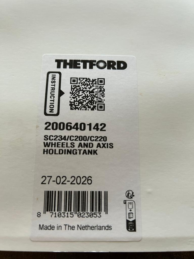 Thetford SC234/C200/C220 Wielen en As Houdertank, Ophalen of Verzenden, Nieuw