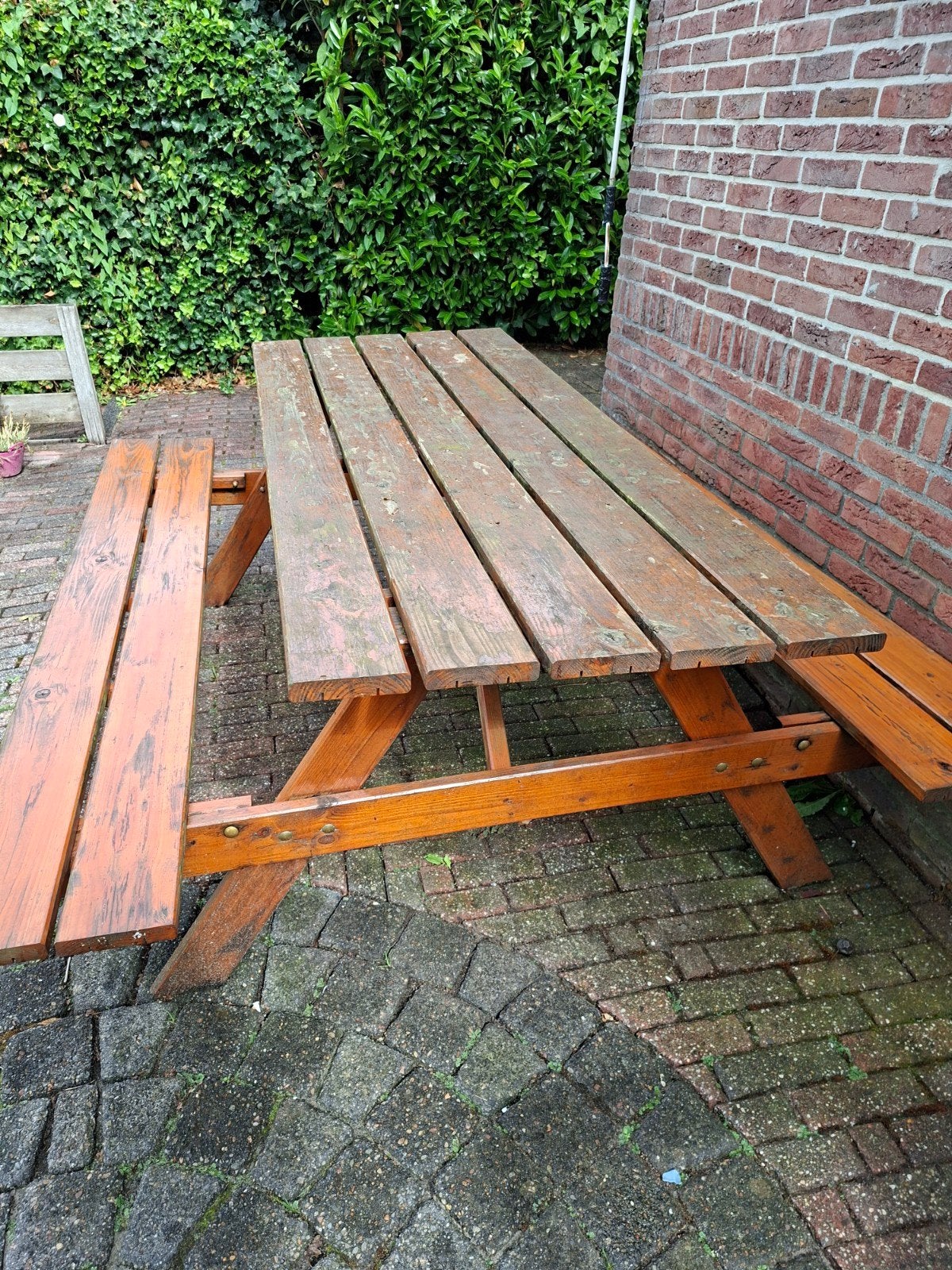 Houten picknicktafel - Gebruikt, Ophalen, Gebruikt, Rechthoekig, Hout