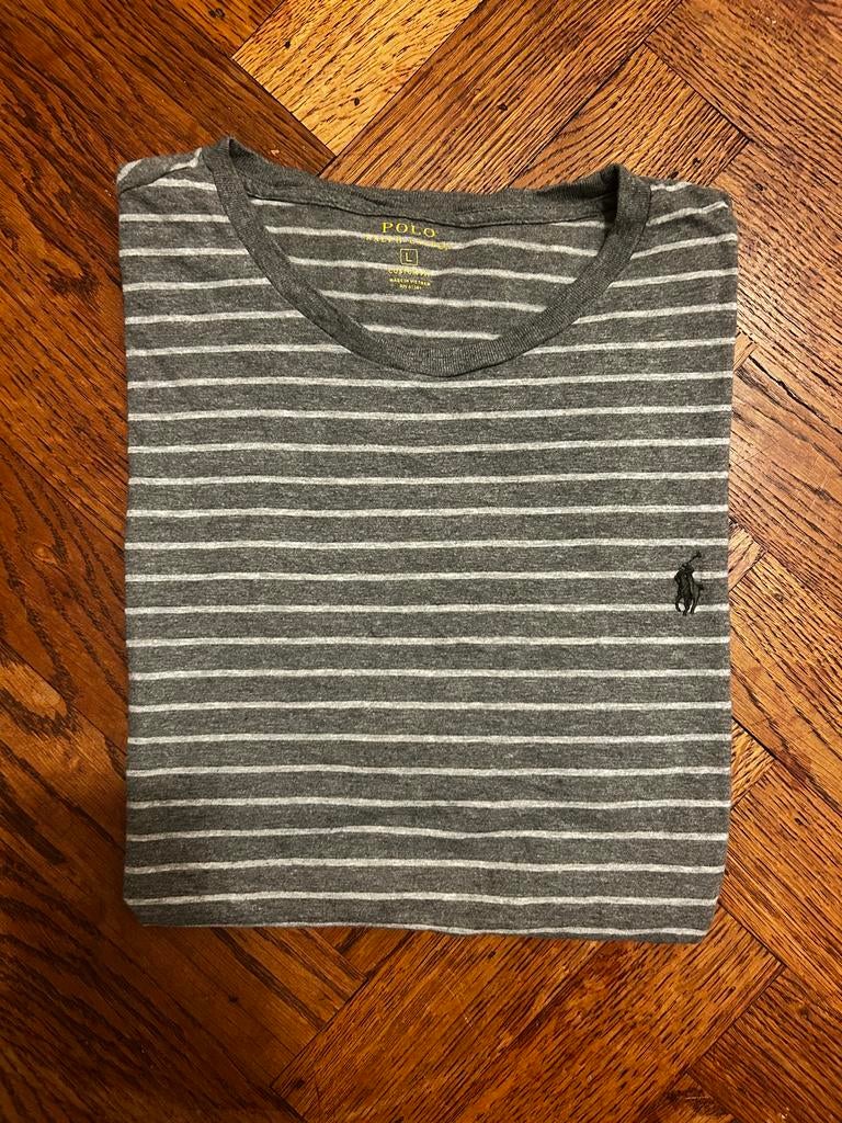 Polo Ralph Lauren gestreept T-shirt - Maat L, Ophalen of Verzenden, Zo goed als nieuw, Maat 52/54 (L), Grijs
