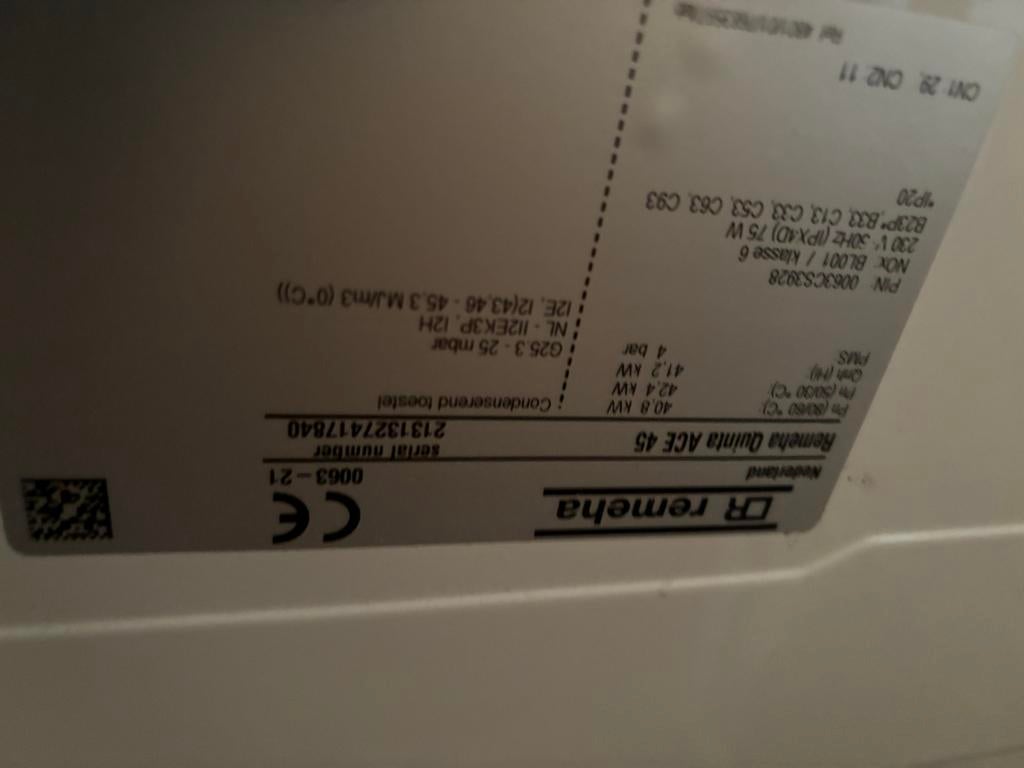 Remeha Quinta ACE 45 CV-ketel - bouwjaar 2021, Doe-het-zelf en Verbouw, Verwarming en Radiatoren, Ophalen, Gebruikt, Hoog rendement (Hr)