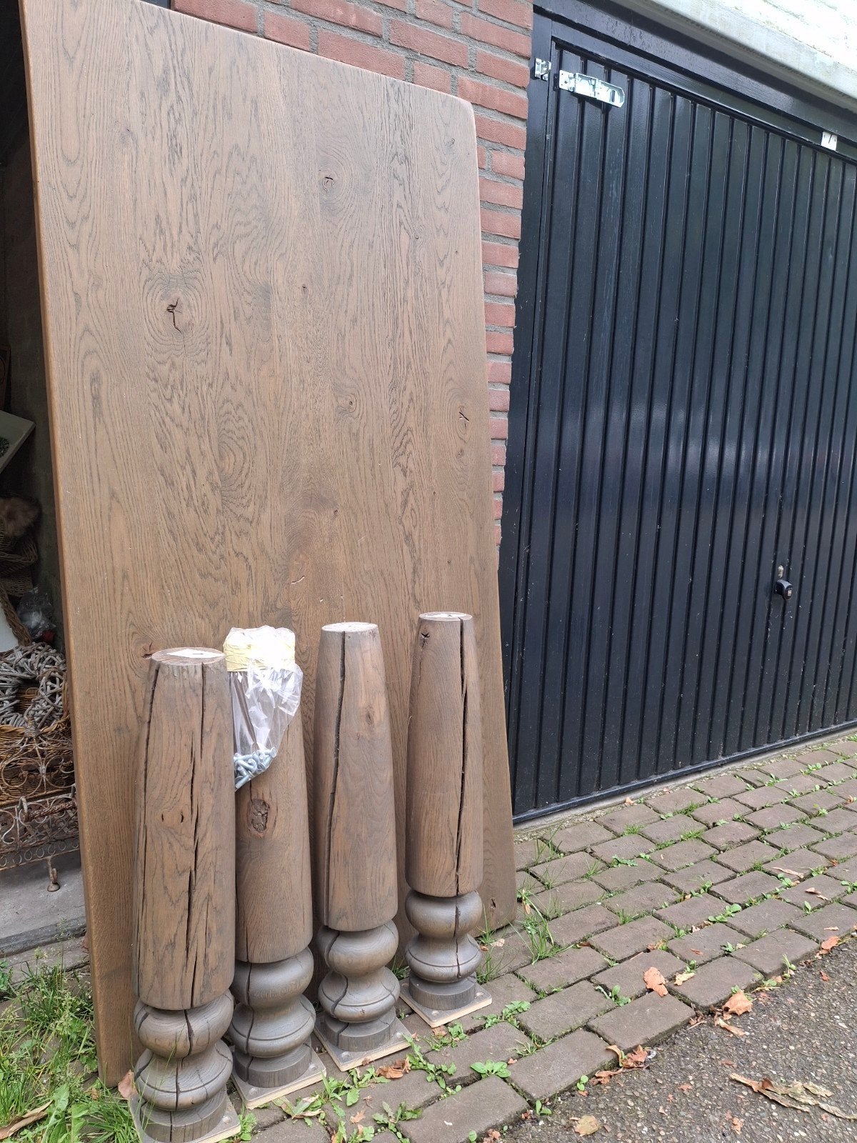Massief eikenhouten kasteeltafel/kloostertafel, 200 cm of meer, Zo goed als nieuw, Rechthoekig, 50 tot 100 cm