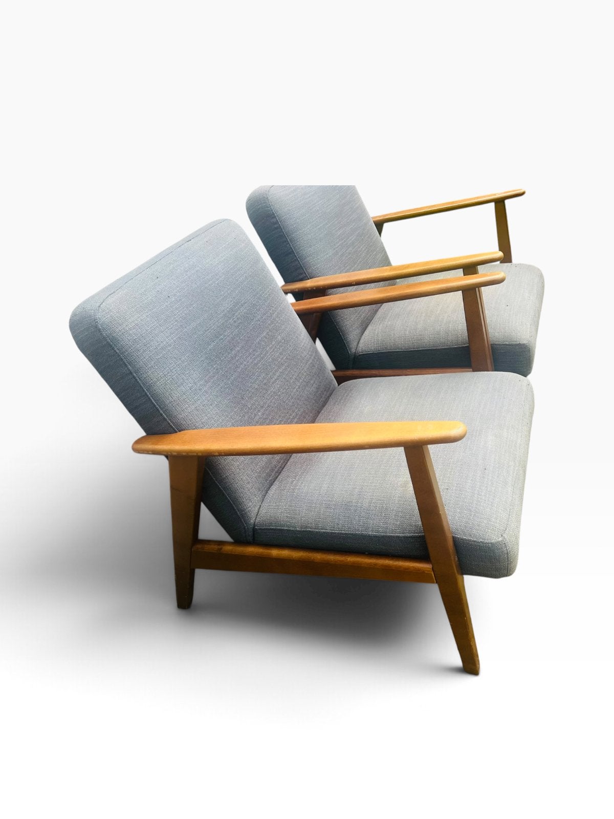 Set van 2 vintage retro houten ikea stoelen fauteuils, Ophalen of Verzenden, Gebruikt, 75 tot 100 cm, 50 tot 75 cm