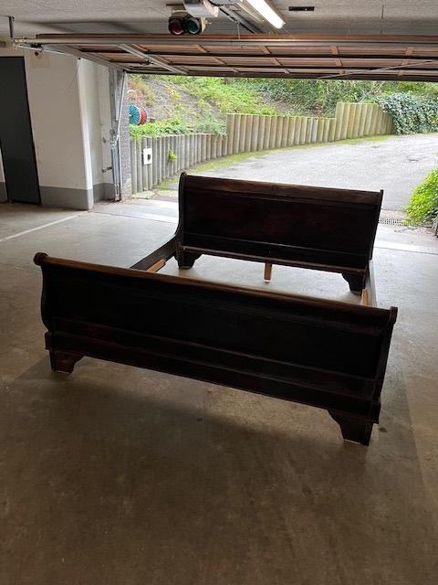 Koloniaal bed, Ophalen, Gebruikt, Bruin, 210 cm