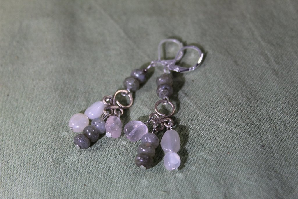 Oorbellen met een mix van echte steen, Hangers, Nieuw, Ophalen of Verzenden, Zilver