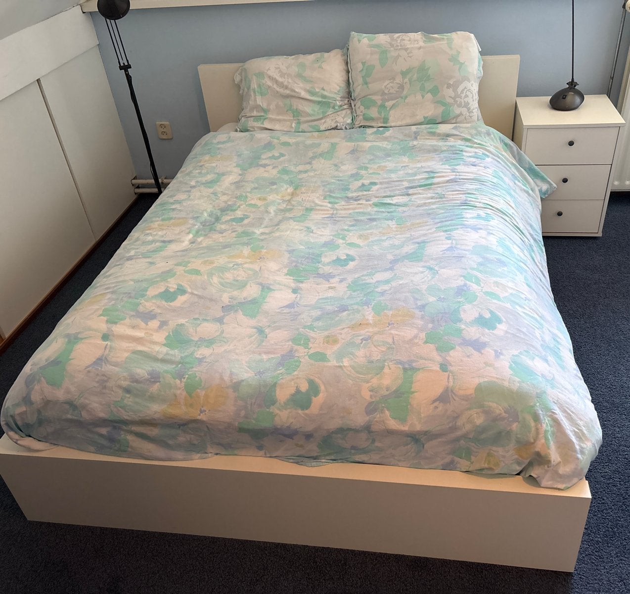 Tweepersoonsbed met wit frame en matras - Markelo, Ophalen, Gebruikt, Wit, Tweepersoons