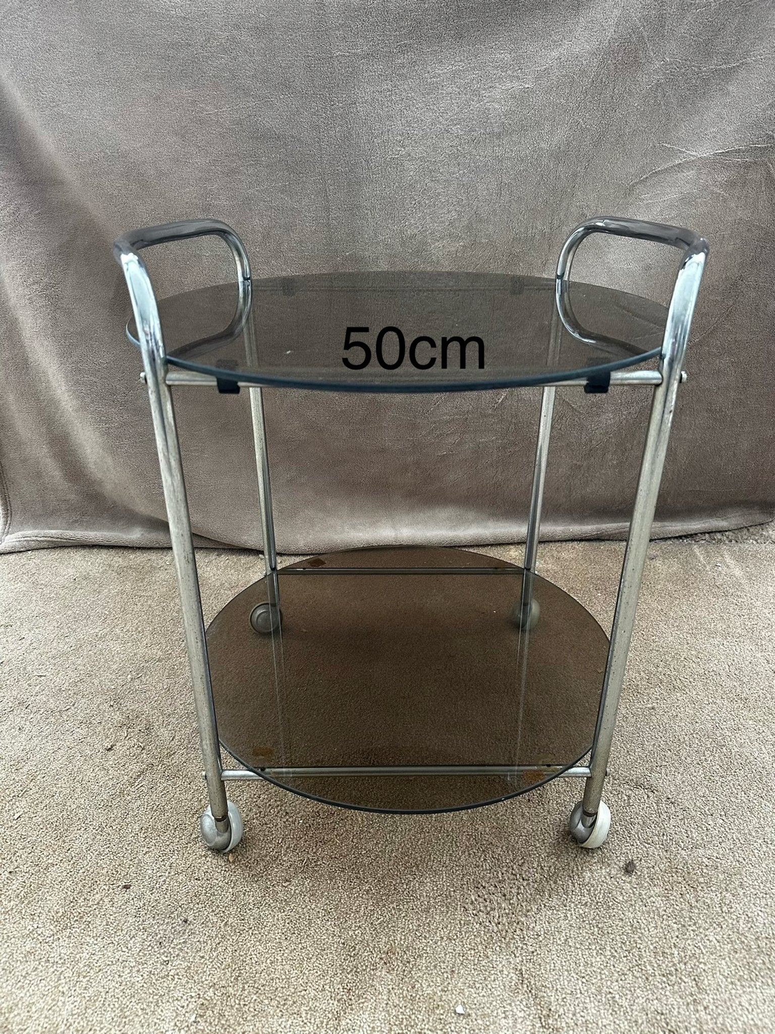 Serveertafel met smokeglas - 50cm, Ophalen, Gebruikt