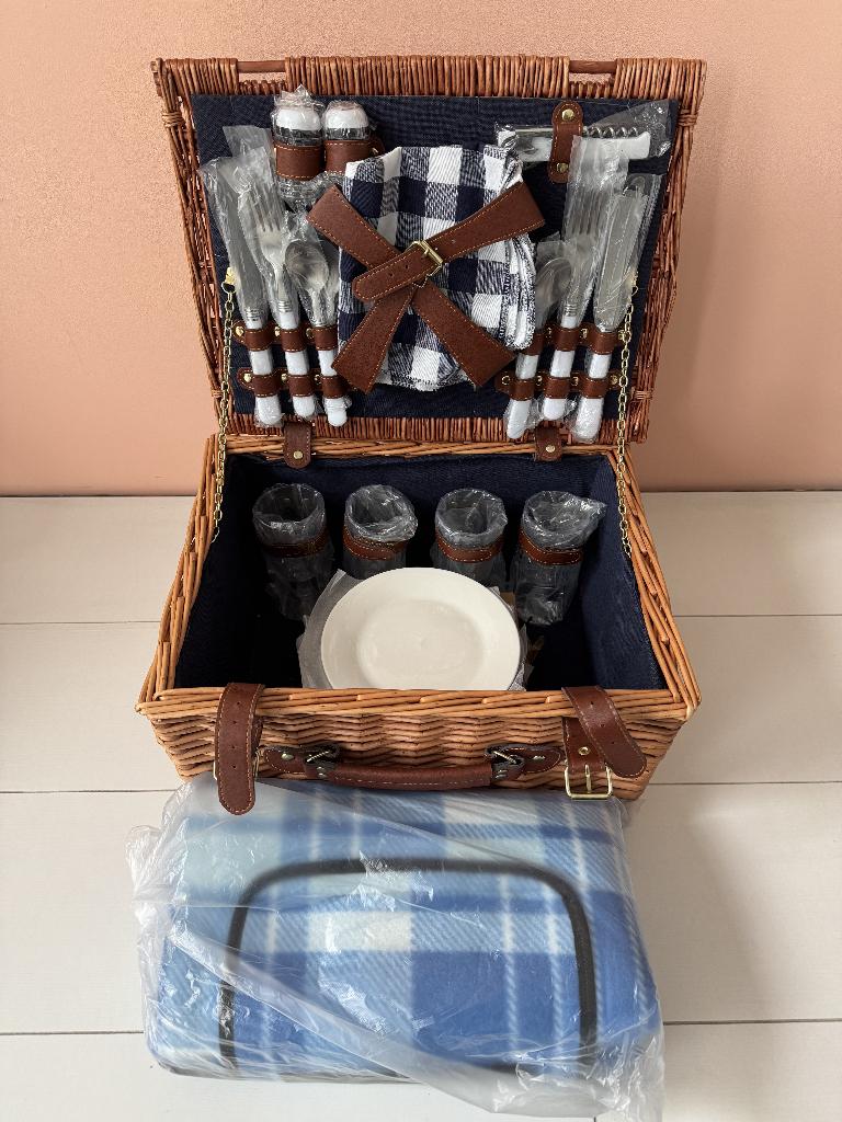 Rieten picknickmand (4 personen), Ophalen, Nieuw