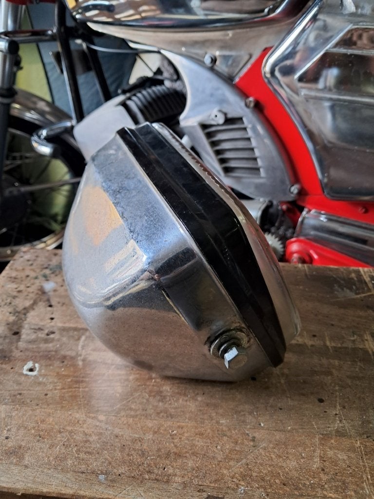 Chrome vierkante koplamp compleet, Fietsen en Brommers, Brommeronderdelen | Zundapp, Gebruikt, Koplamp, Ophalen of Verzenden