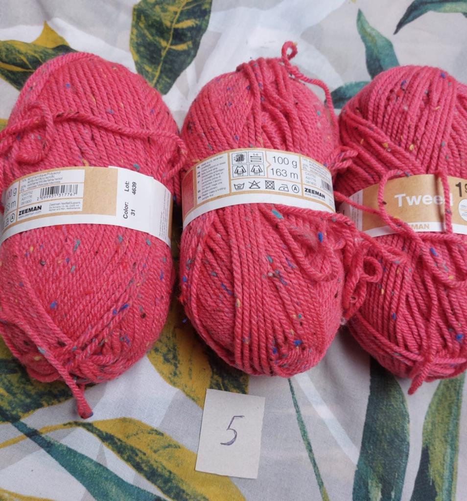 3 bollen wol rose gespikkelt (Tweed), Ophalen of Verzenden, Nieuw, Breien of Haken, Wol of Garen