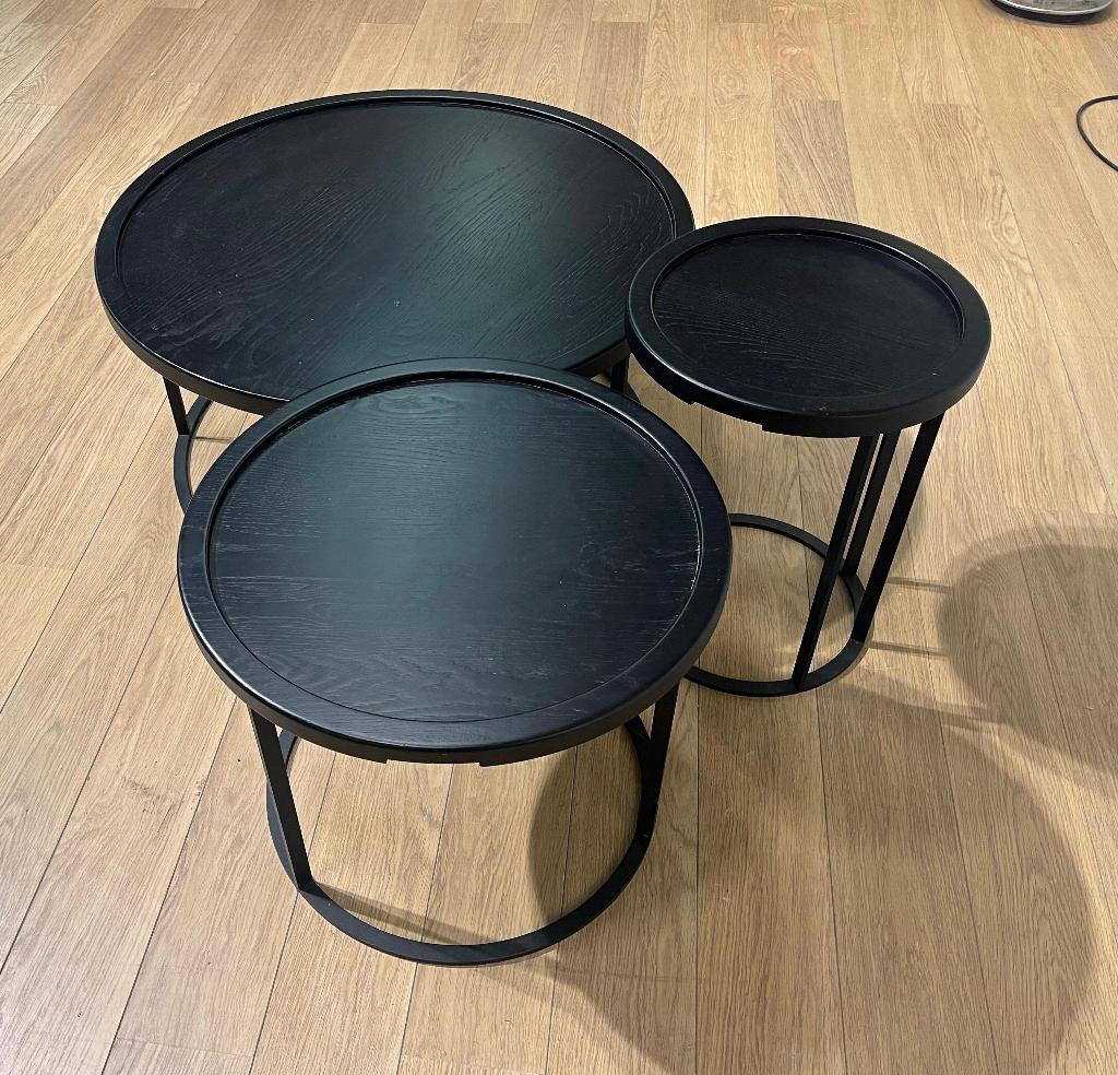 ZGAN QLIV To Be Served Salontafel Set Zwart Design, Overige houtsoorten, 50 tot 100 cm, Rond, Design Tafel Salontafel QLIV