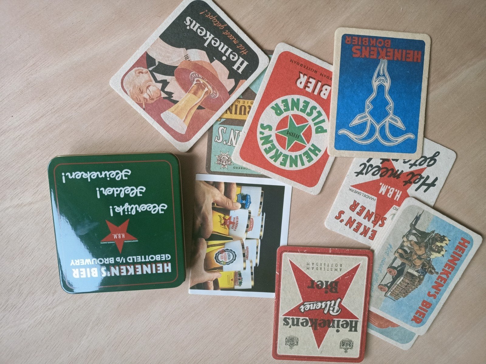 Vintage Heineken Viltjes en Blikje, Ophalen of Verzenden, Gebruikt, Viltje(s), Heineken