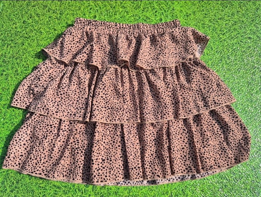 Shein Luipaardprint Rok met Ruches - Maat L, Beige, Maat 42/44 (L), Ophalen of Verzenden, Zo goed als nieuw