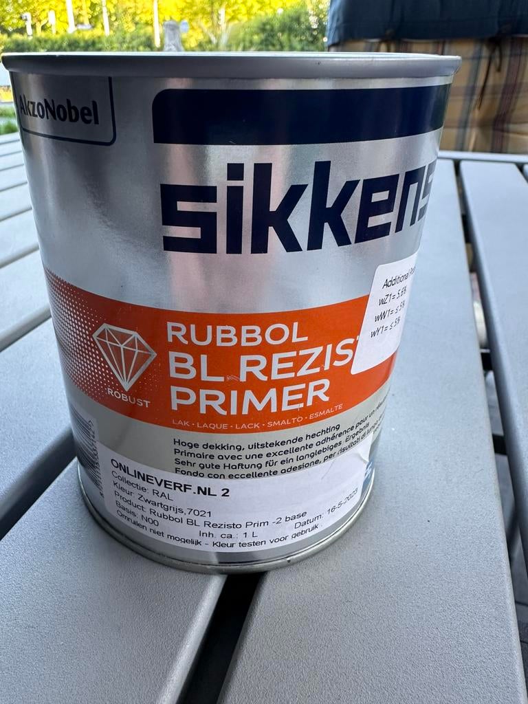 Sikkens BL Rezisto Primer kleur 7021 nieuw 1 liter, Nieuw, Ophalen of Verzenden, Verf, Grijs