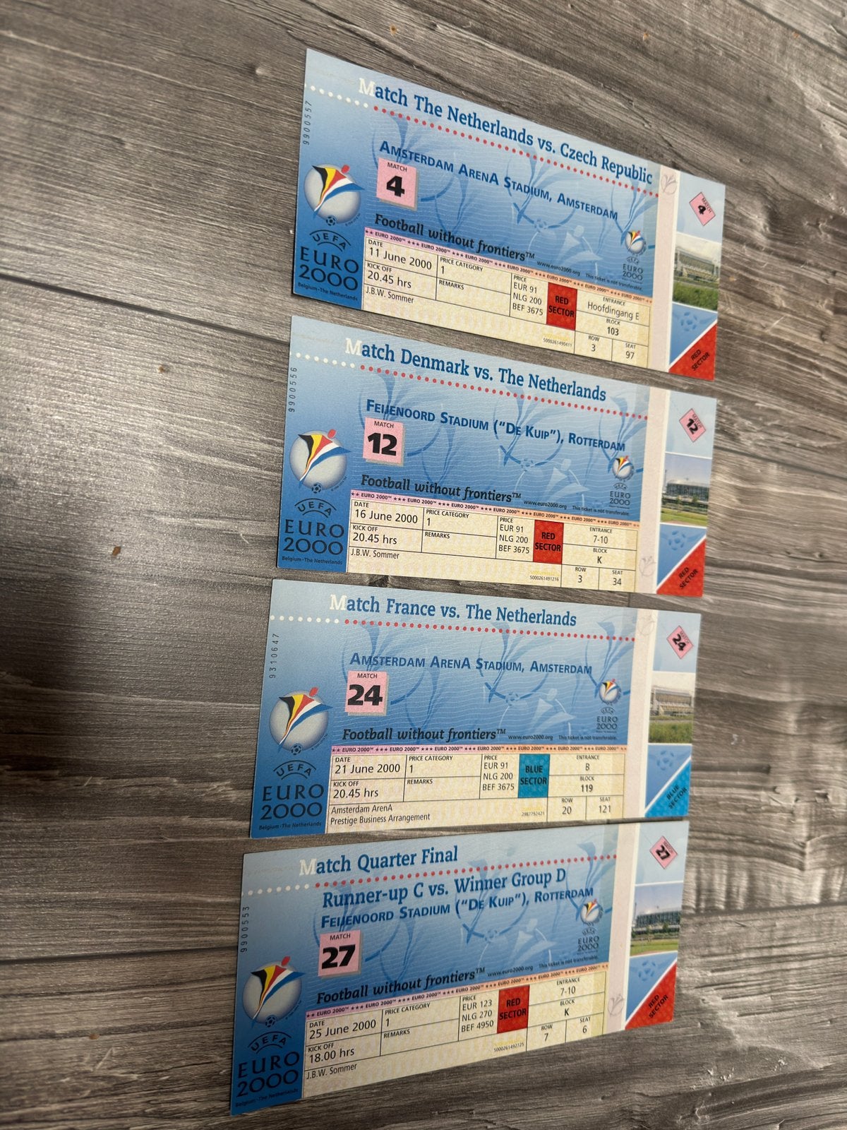 Euro 2000 EK2000 4 tickets, Ophalen of Verzenden, Zo goed als nieuw, Buitenlandse clubs