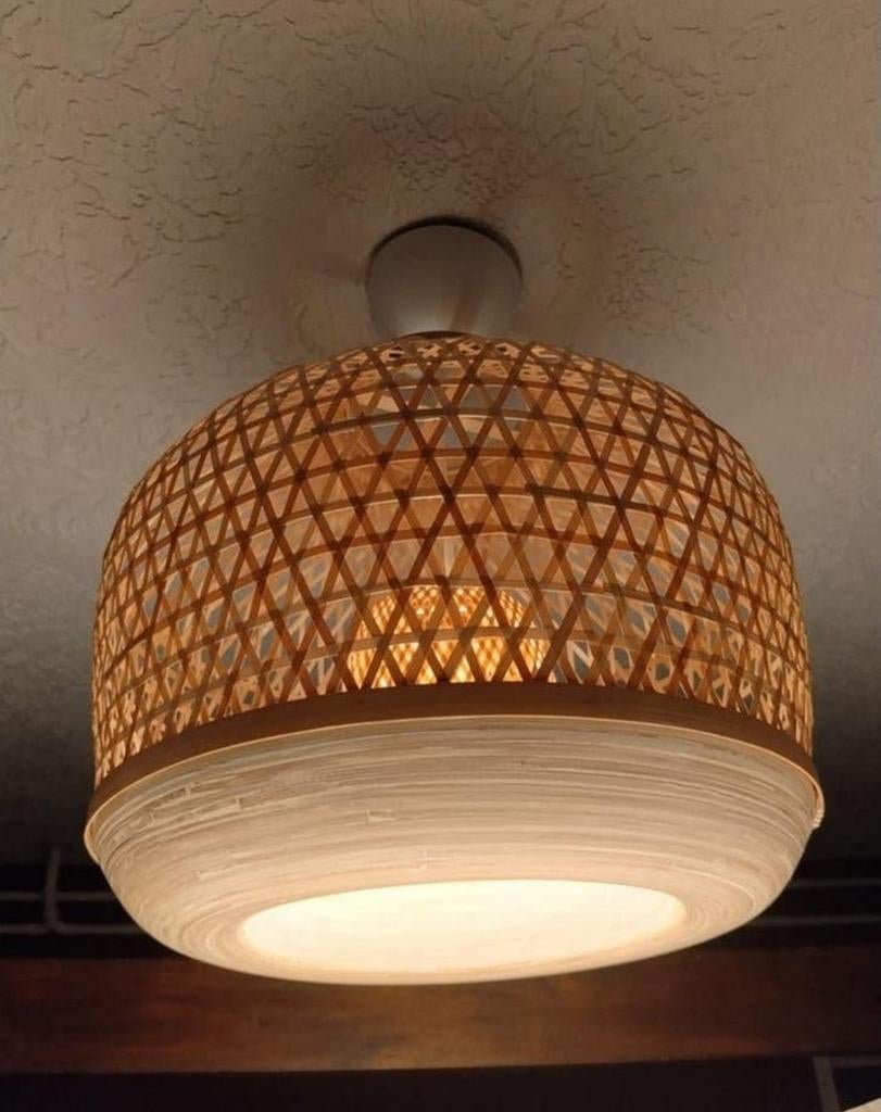 Rotan hanglamp, Huis en Inrichting, Ophalen, Overige materialen, Zo goed als nieuw, Minder dan 50 cm