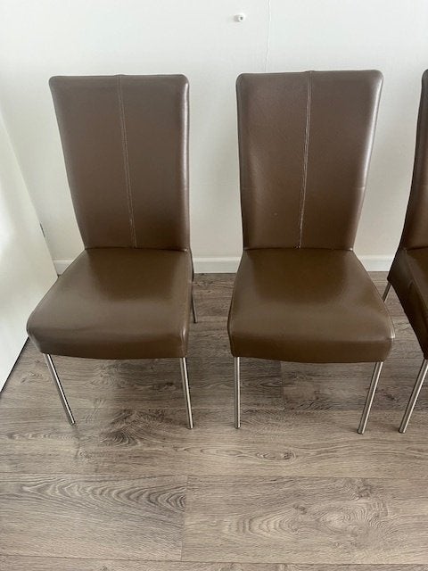 4 Eethoekstoelen, Ophalen, Gebruikt, Bruin, Leer