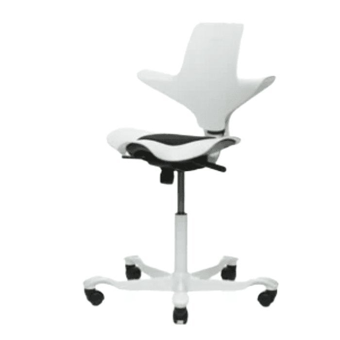 Bureaustoel HAG Capisco Puls 8010 - Wit/Blauw, Huis en Inrichting, Bureaustoelen, Gebruikt, Wit, Ophalen of Verzenden, Bureaustoel