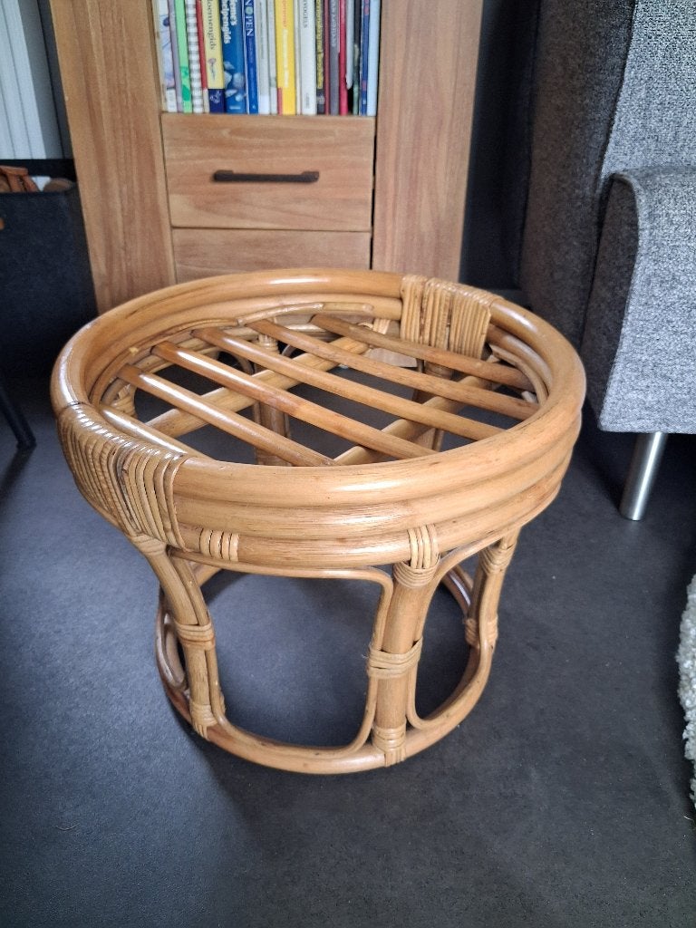 rotan kruk poef vintage, Huis en Inrichting, Ophalen, Gebruikt, Hout