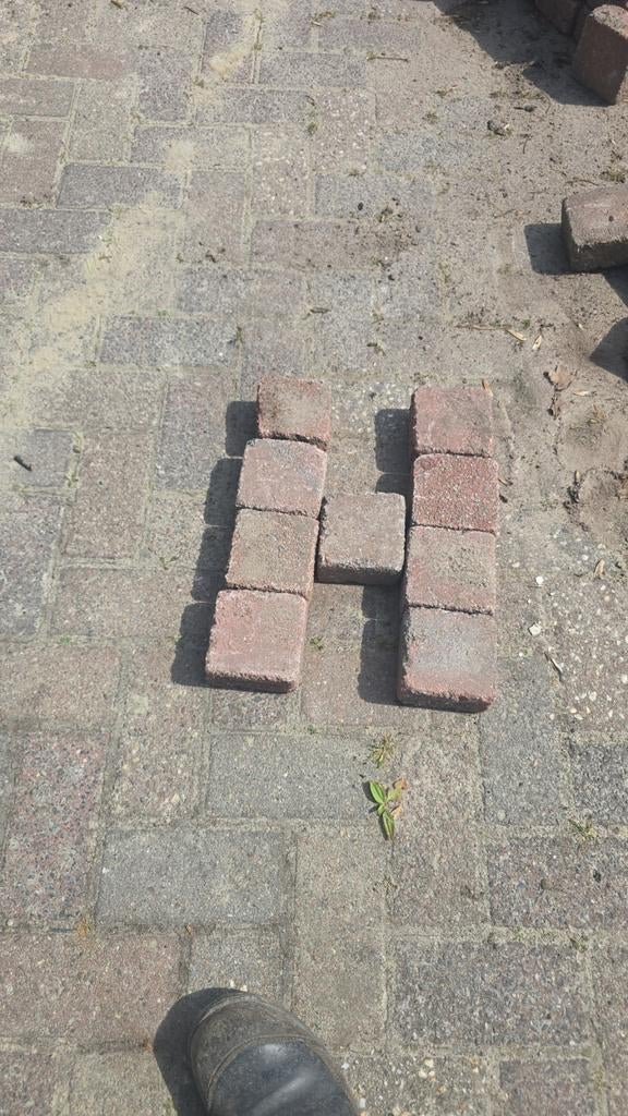 10m2 Klinkers 10x10 koppelstones, Gebruikt, Klinkers, Beton, 5 tot 10 m²