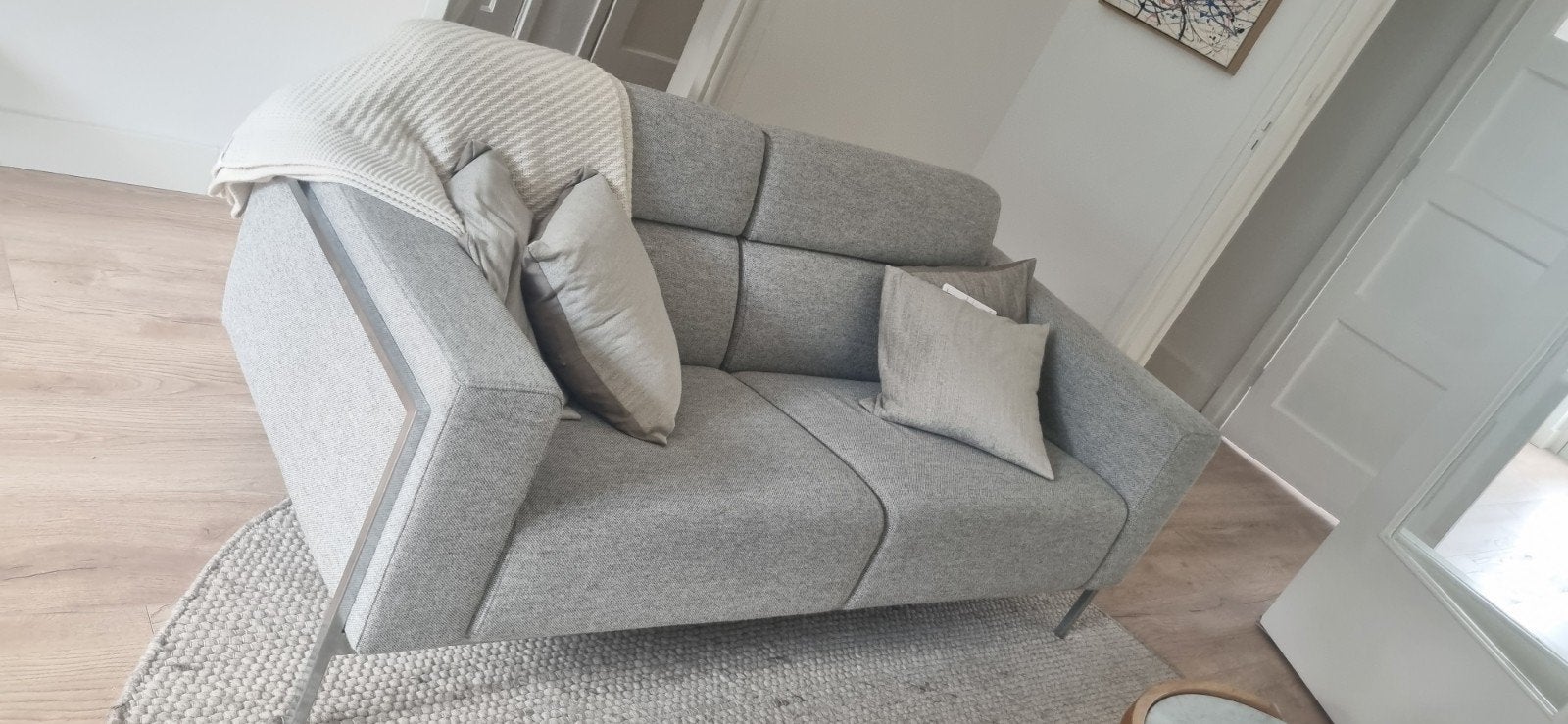 Lichtgrijze Harvink designbank, 75 tot 100 cm, Ophalen of Verzenden, Zo goed als nieuw, Rechte bank