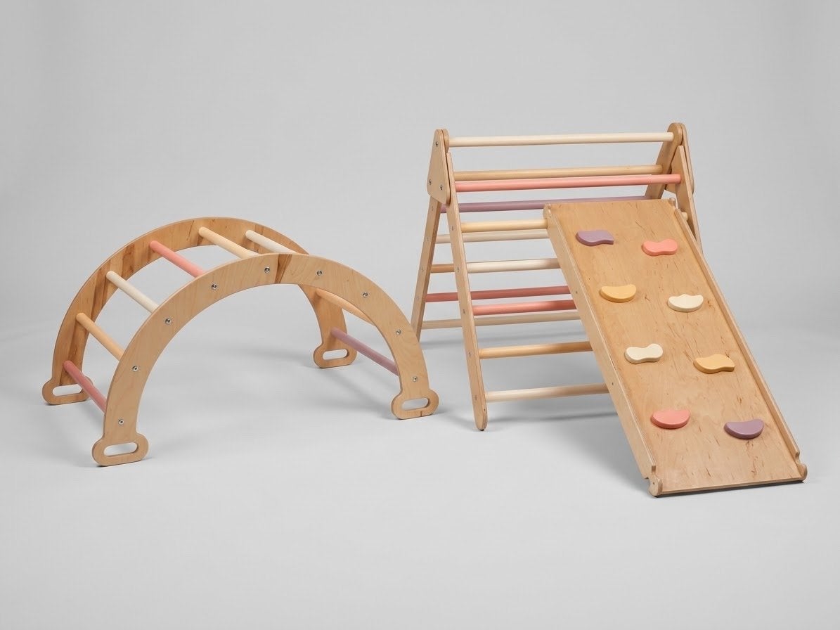 Pikler Driehoek met Glijbaan en Klimboog - Montessori Speels, Ophalen of Verzenden, Gebruikt, Glijbaan