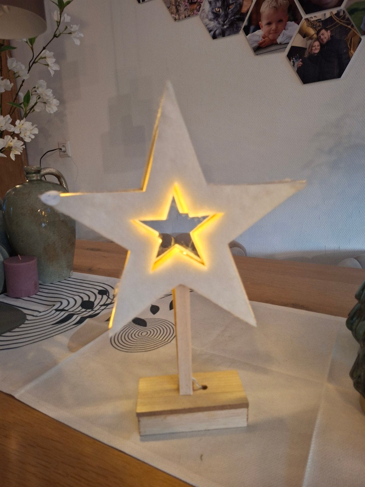 houten kerstster met verlichting, Ophalen of Verzenden