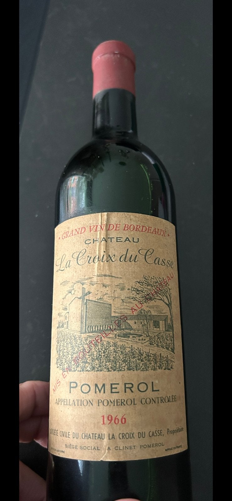 Château La Croix du Casse Pomerol uit 1966, Verzamelen, Frankrijk, Nieuw, Ophalen of Verzenden, Rode wijn
