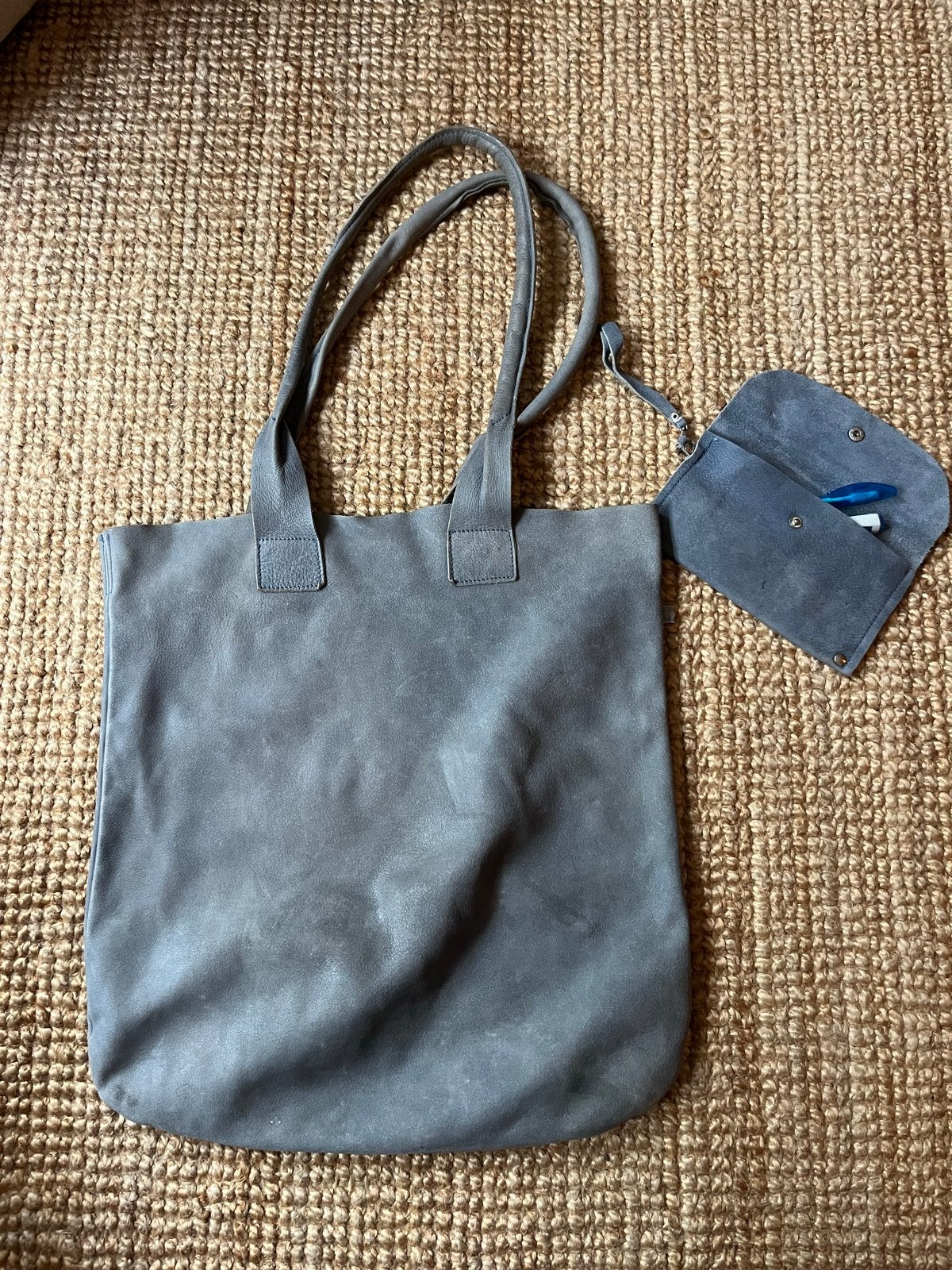 Leren schoudertas About Ilse met bijpassend etui, Ophalen of Verzenden, Gebruikt, Blauw, Overige typen