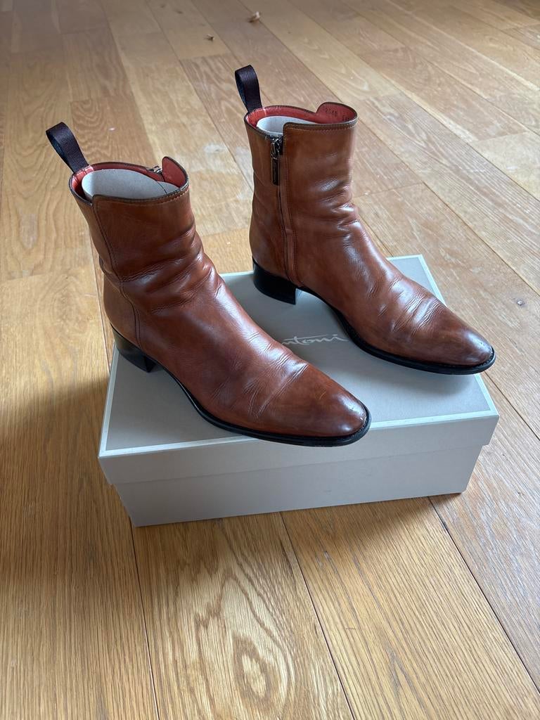 Bruine leren Santoni  enkellaarzen met rits, Kleding | Dames, Schoenen, Ophalen, Gedragen, Bruin, Lage of Enkellaarzen