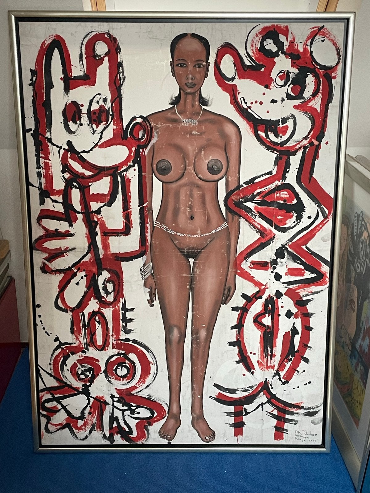 Origineel en expressief schilderij Peter Klashorst – groot!, Ophalen, Gesigneerd, Textiel, Figuren