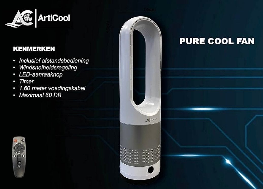 ArtiCool Bladeless Torenventilator met Afstandsbediening, Ophalen, Ventilator met afstandsbediening, Nieuw, Torenventilator
