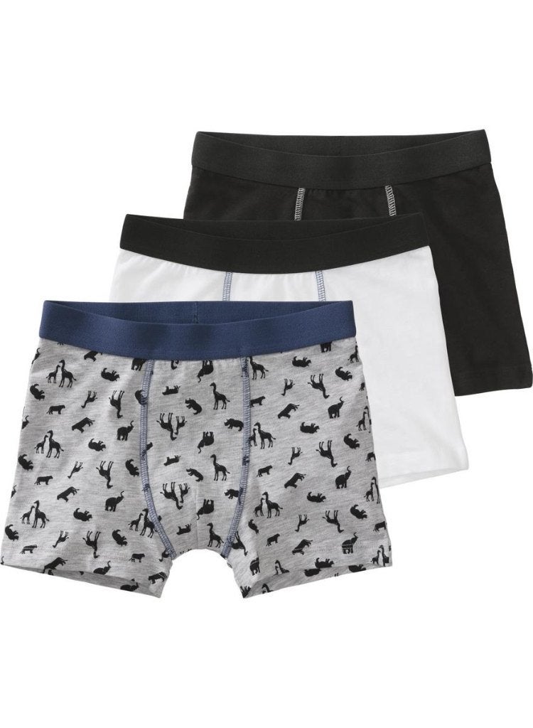 Hema 3 kinderboxers boxers onderbroeken wit zwart grijs 146, Nacht- of Onderkleding, Nieuw, Ophalen of Verzenden, Hema