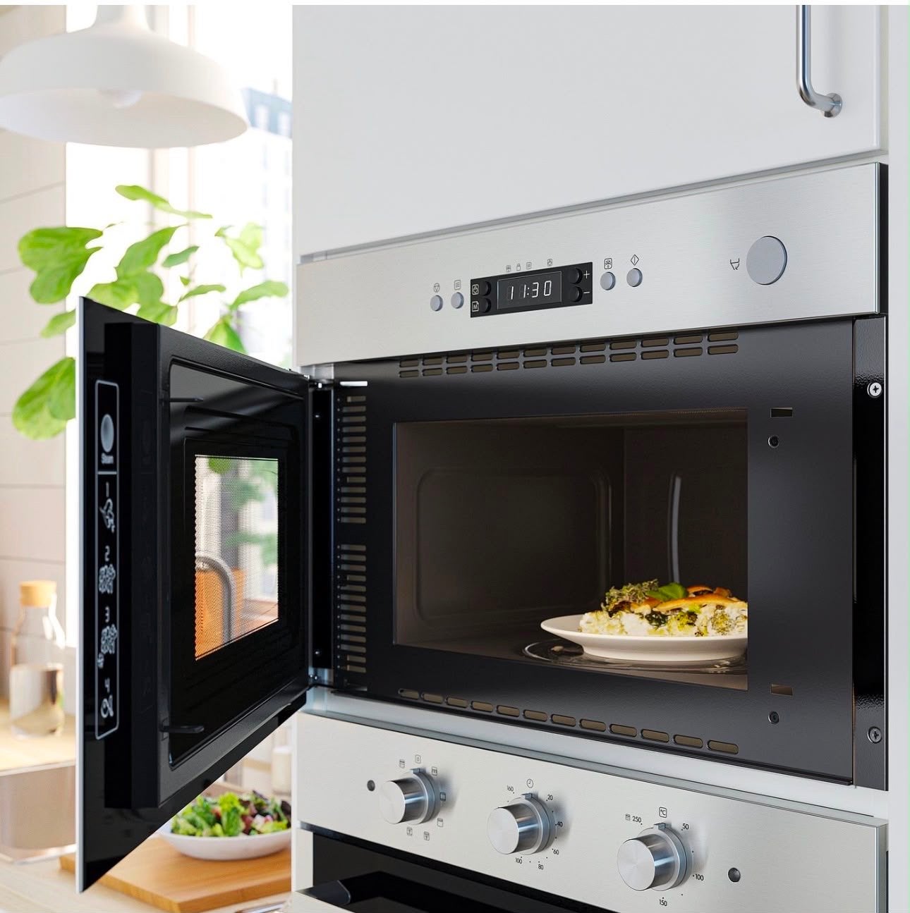 IKEA MATÄLSKARE Magnetron RVS - Inbouw, Witgoed en Apparatuur, Magnetrons, Ophalen, Grill, Inbouw, Draaiplateau