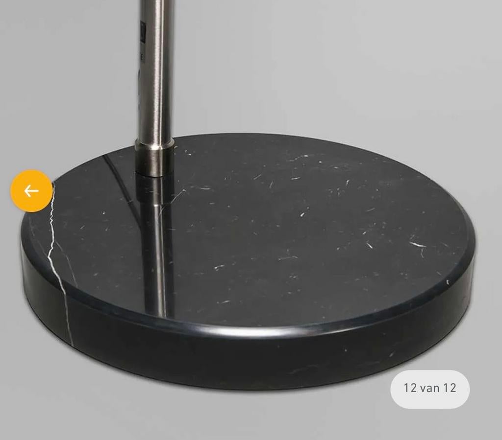 Booglamp met marmeren voet en metalen kap, Ophalen, Nieuw, Metaal, 150 tot 200 cm