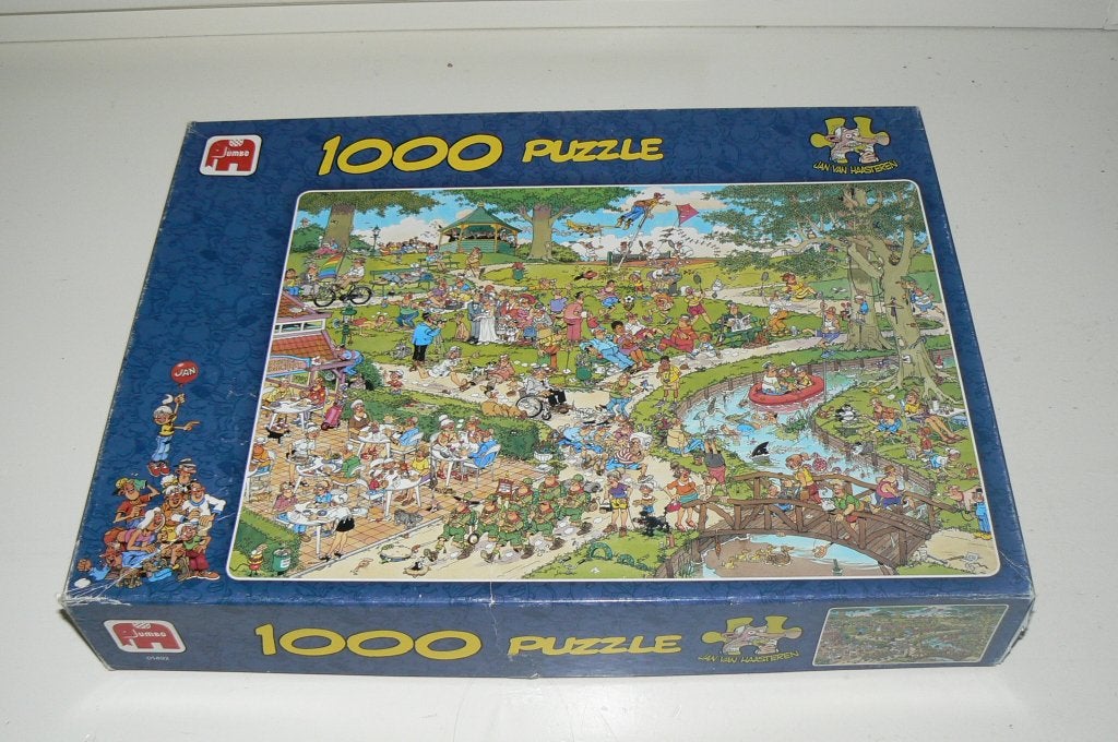 Jan van Haasteren. Het park. 1000 stukjes. Jumbo 01492, Ophalen of Verzenden, 500 t/m 1500 stukjes, Zo goed als nieuw, Legpuzzel