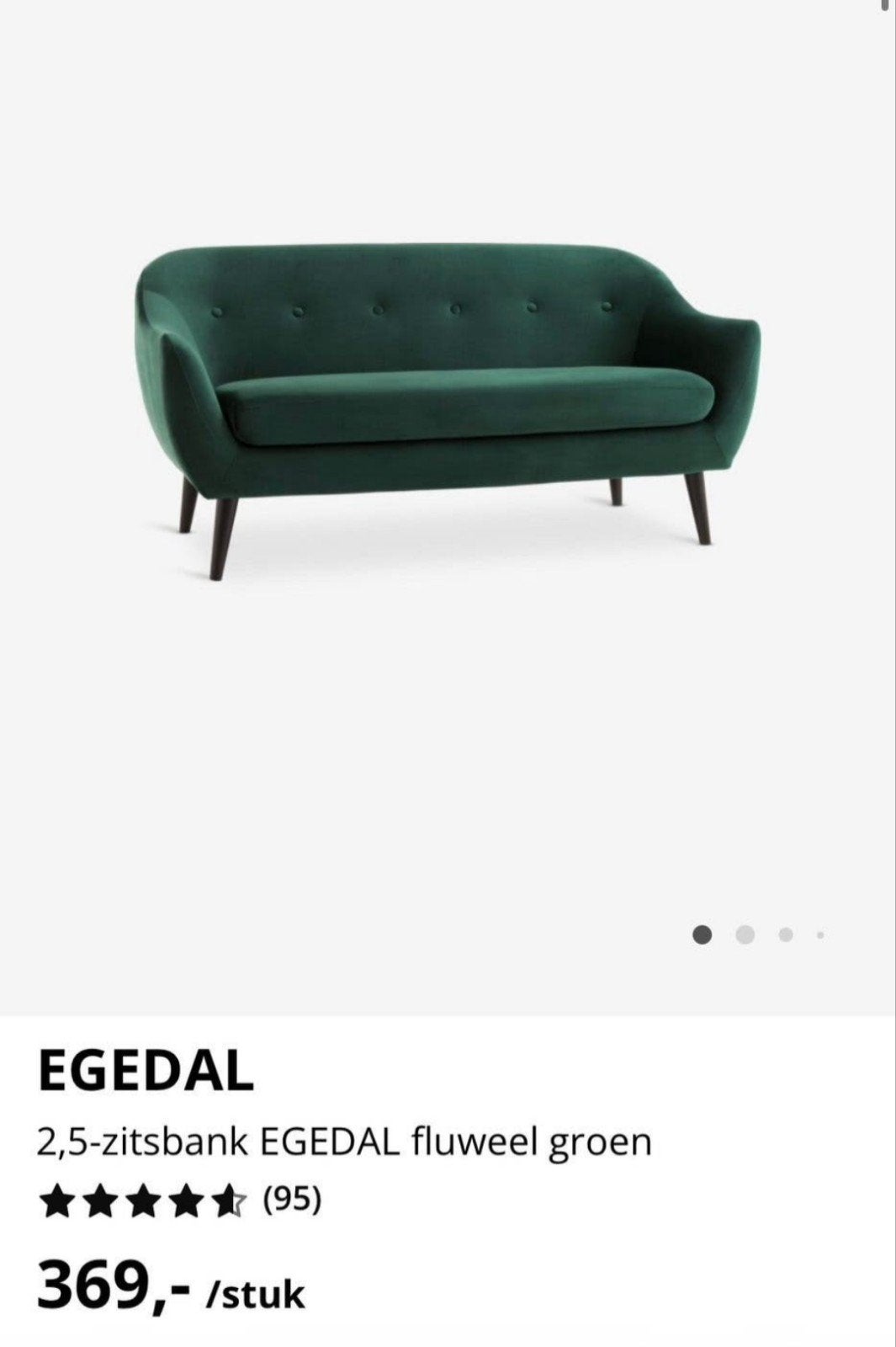JYSK Egedal 2,5-zitsbank fluweel groen, Ophalen, 150 tot 200 cm, Tweepersoons, 75 tot 100 cm