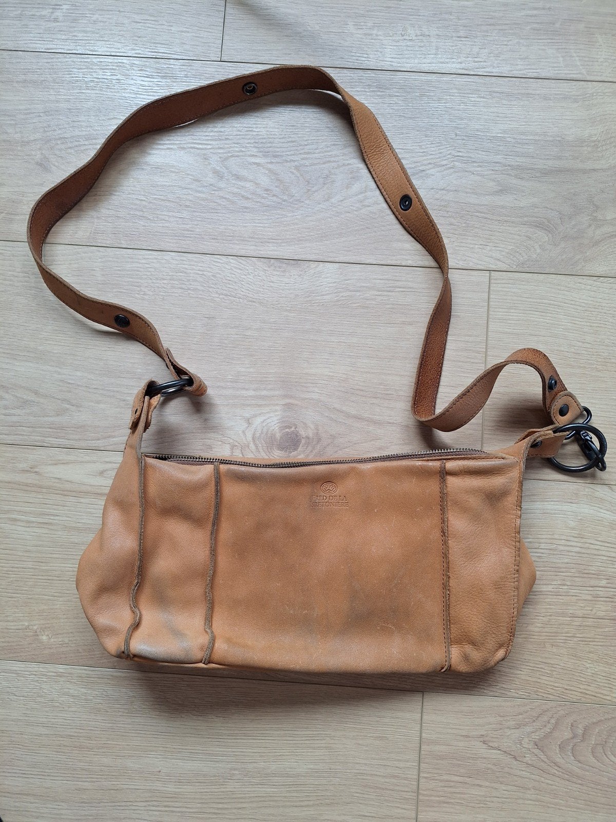 Fred de la Bretoniere tas leer, Ophalen of Verzenden, Gebruikt, Bruin, Handtas