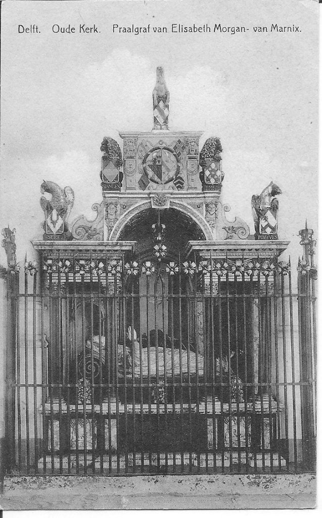 Delft Oude Kerk Praalgraf Elisabeth Morgan-van Marnix, Verzamelen, Ophalen of Verzenden, 1920 tot 1940, Ongelopen, Zuid-Holland
