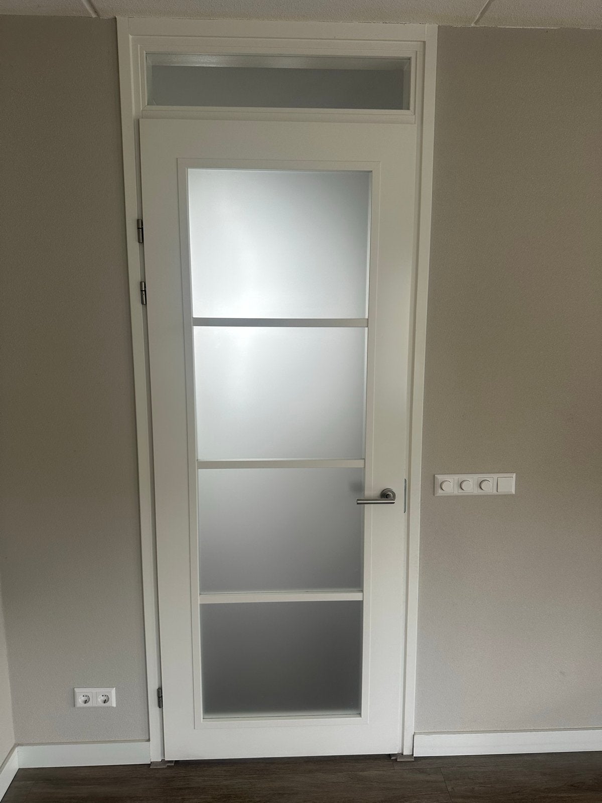 Svedex binnendeur met matglas en bovenlicht, Doe-het-zelf en Verbouw, Ophalen, 80 tot 100 cm, Binnendeur, 200 tot 215 cm
