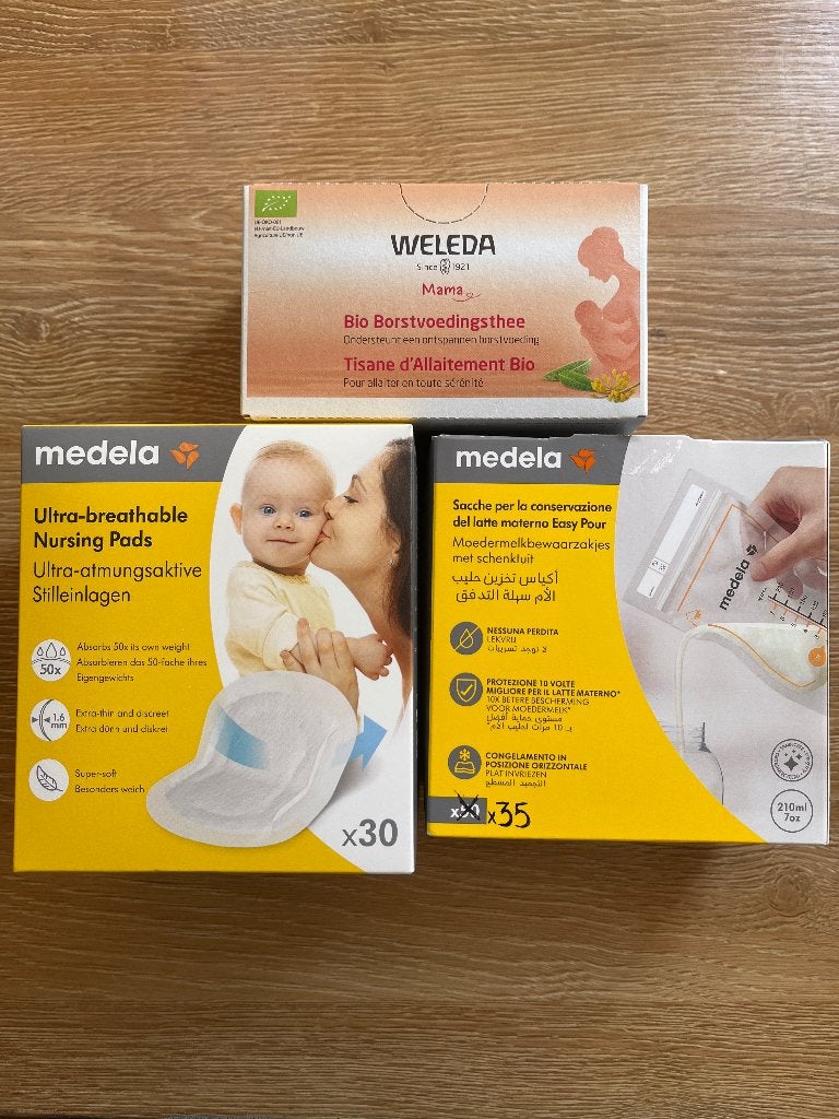 Borstvoeding bundel:borstpads&borstzakjes&borstvoedingthee, Ophalen of Verzenden, Zo goed als nieuw, Overige typen, Medela