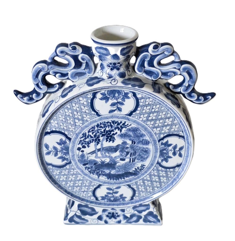 Grote Chinese cilindrische vaas in porselein., Huis en Inrichting, Woonaccessoires | Vazen, Overige kleuren, Aardewerk of Porselein