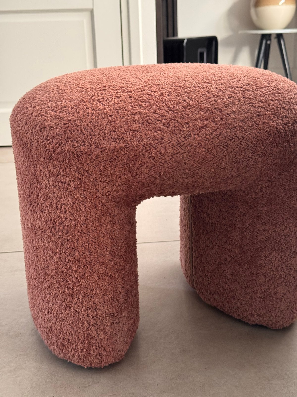 Byboo terra/roze poef krukje - Zo goed als nieuw, Huis en Inrichting, Ophalen, Zo goed als nieuw, Rond, Minder dan 50 cm