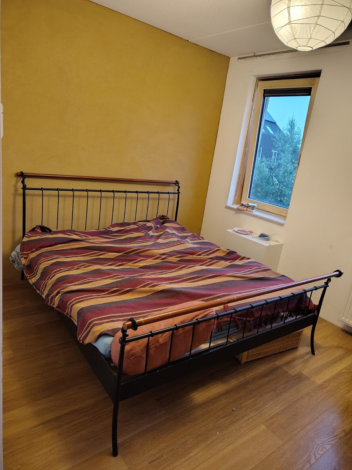 Sierlijk metalen tweepersoons bedframe incl. lattenbodems, Ophalen, Zwart, Tweepersoons, Overige maten