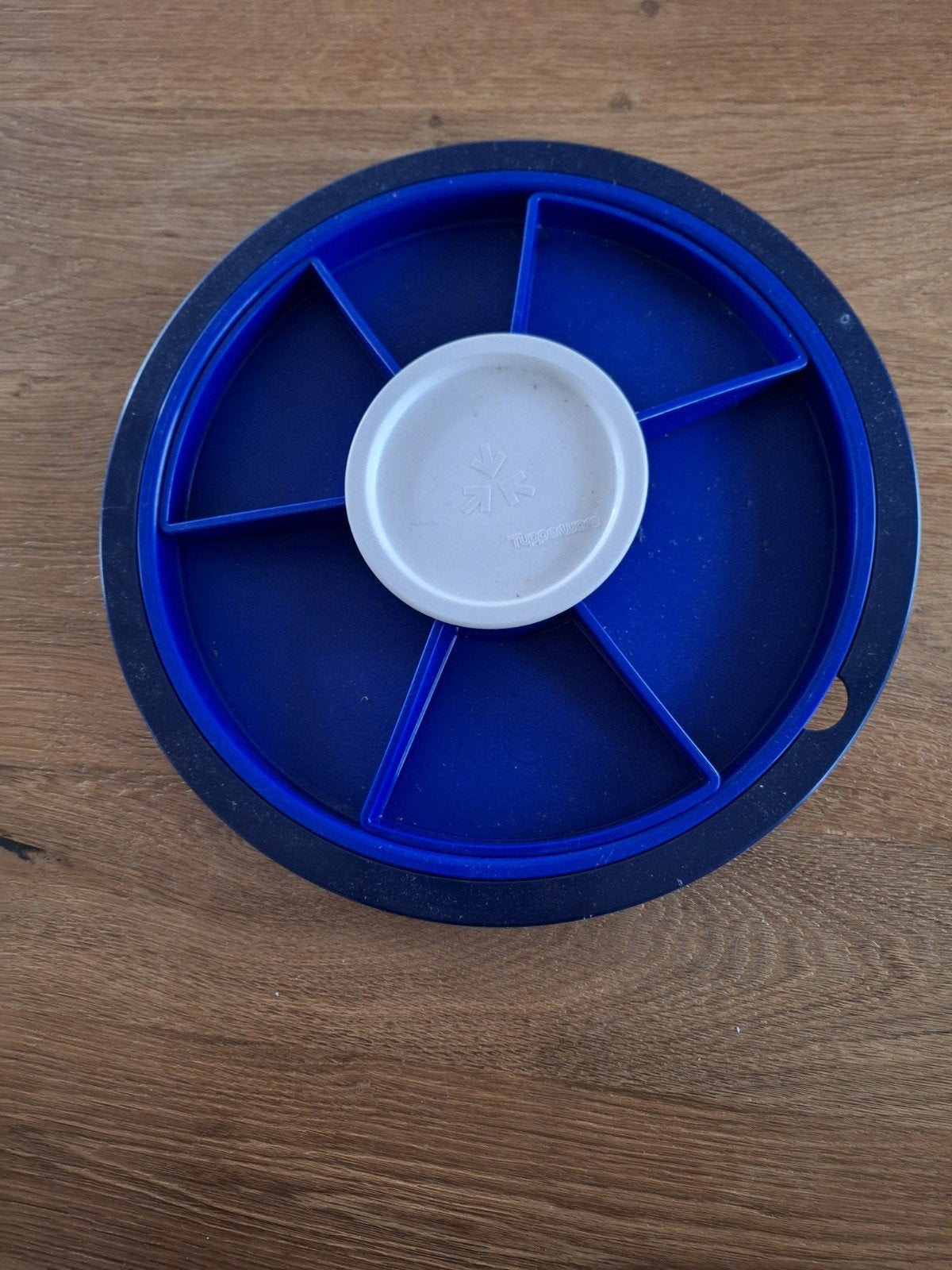 Tupperware Serveerwonder met 5 vakken en deksel, Schaal, Blauw, Met compartimenten, Ophalen of Verzenden