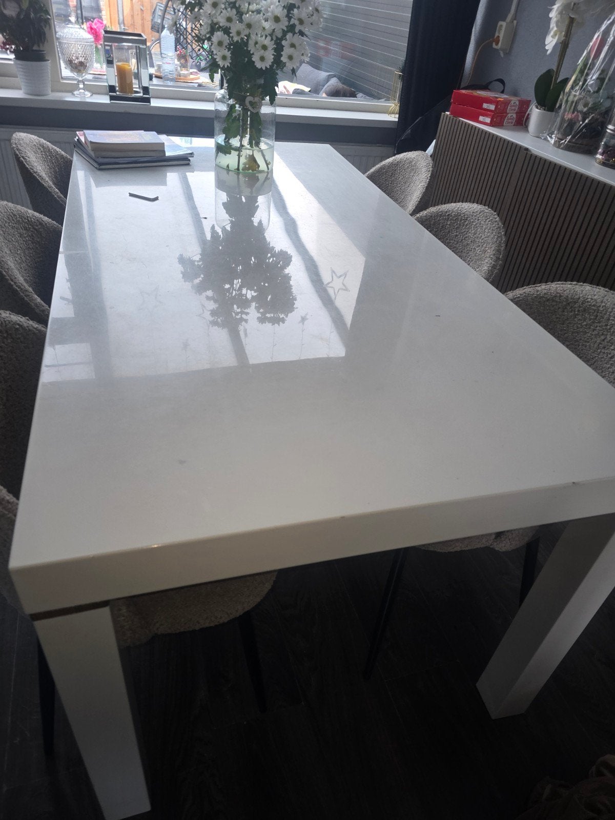 gratis ophalen eettafel en stoelen, Ophalen, Gebruikt, Rechthoekig, 50 tot 100 cm