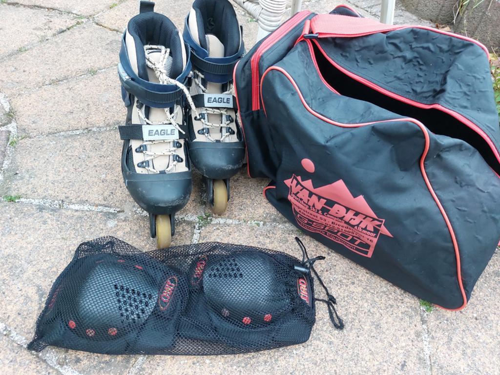 Mooie inline skates met bescherming en tas - Eagle ABEC 5, Ophalen, Gebruikt
