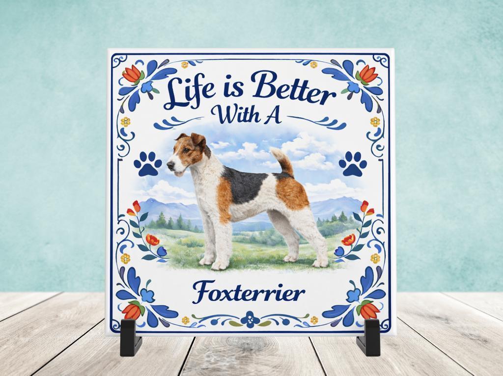 Life is Better With a Foxterrier (draadhaar) tegel, Verzenden, Nieuw